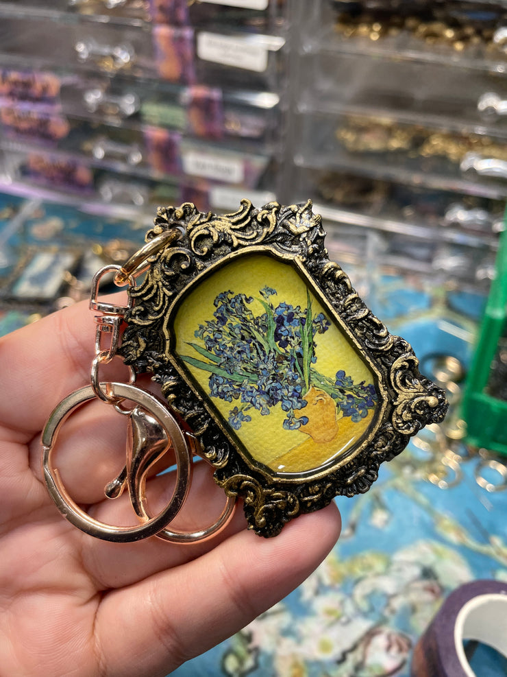 “Irises (in a Vase)" yellow background Van Gogh  Keychain