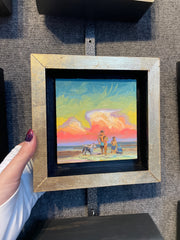 “Beach Dog #2 Study" original oil on panel 5x5 framed