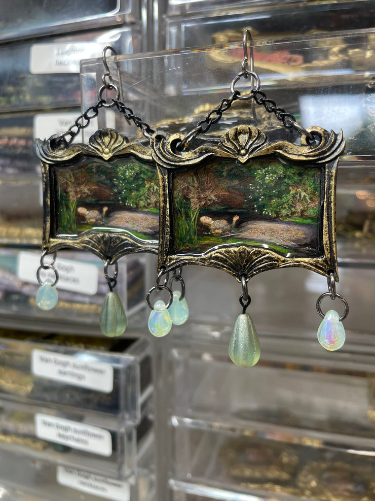 "Ophelia" John Everett Millais Earrings with Glass Czech Beads