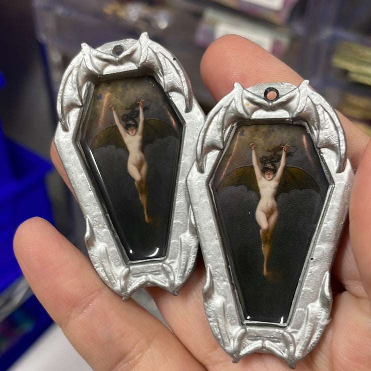 "The Bat Woman" coffin Earrings by Albert Joseph Penot