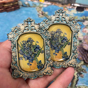 "Irises" (in a  vase yellow background) Van Gogh Earrings