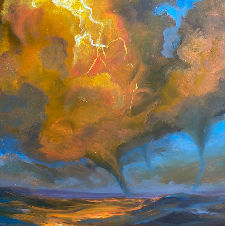 “Inner Storm”original oil on panel 8x8 aluminum frame