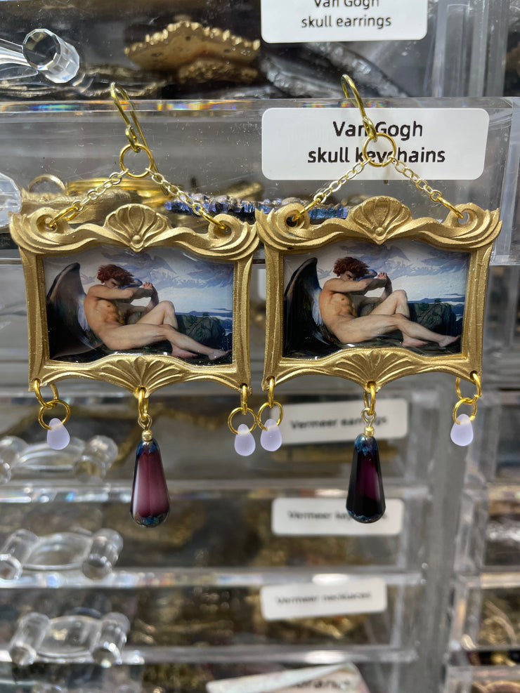 "Fallen Angel" Alexander Cabanel  Earrings with Glass Czech Beads