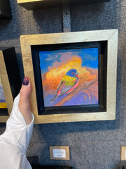 “Painted Bunting Study" original oil on panel 5x5 framed
