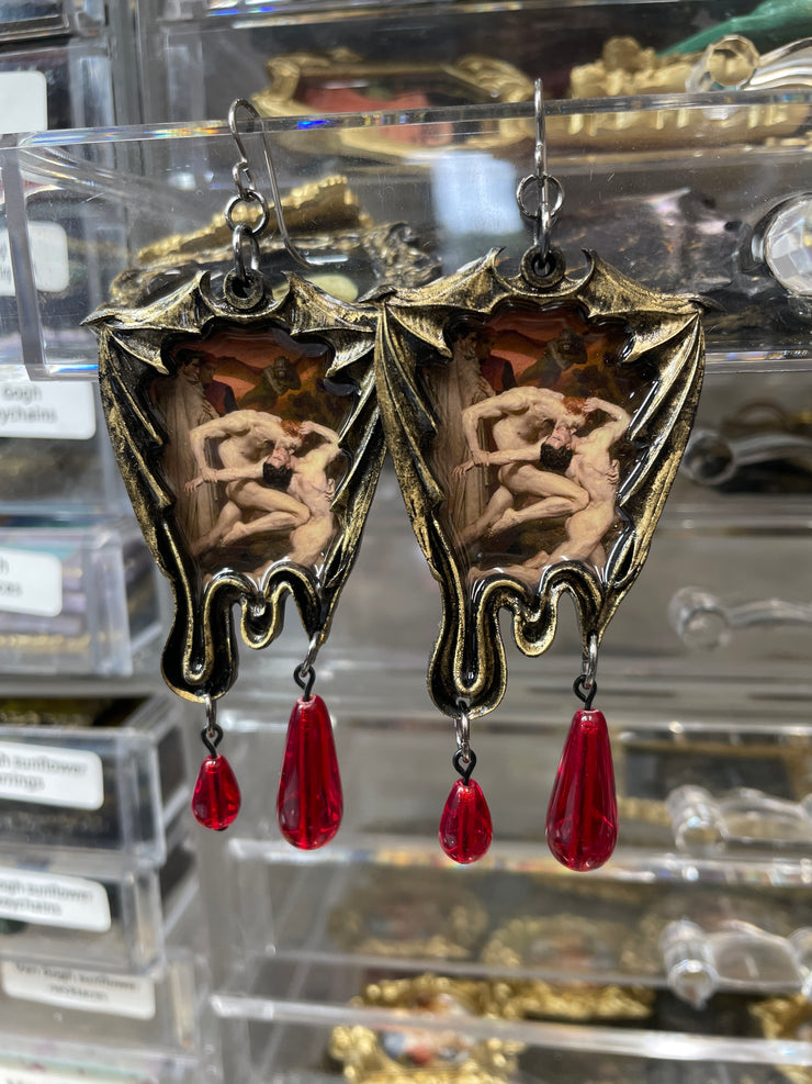 "Dante and Virgil in Hell" Bouguereau Earrings with Czech Beads