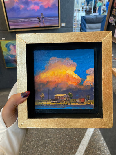 “Cheniere Settlement Study" original oil on panel 5x5 framed