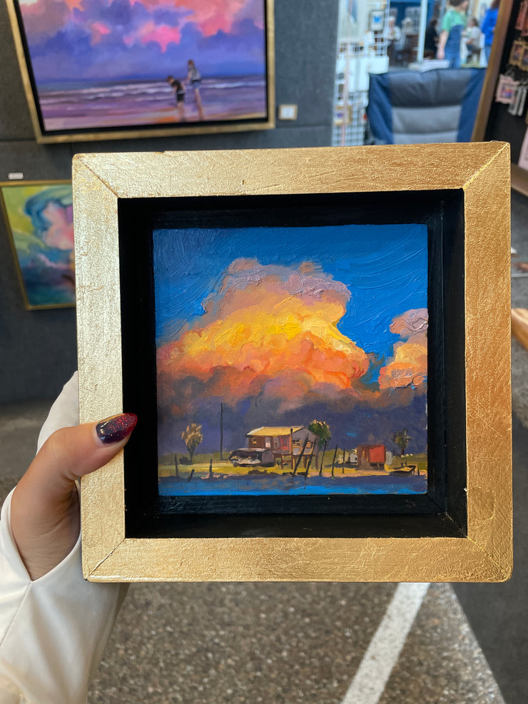 “Cheniere Settlement Study" original oil on panel 5x5 framed