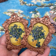 "Irises" (in a  vase yellow background) Van Gogh Earrings