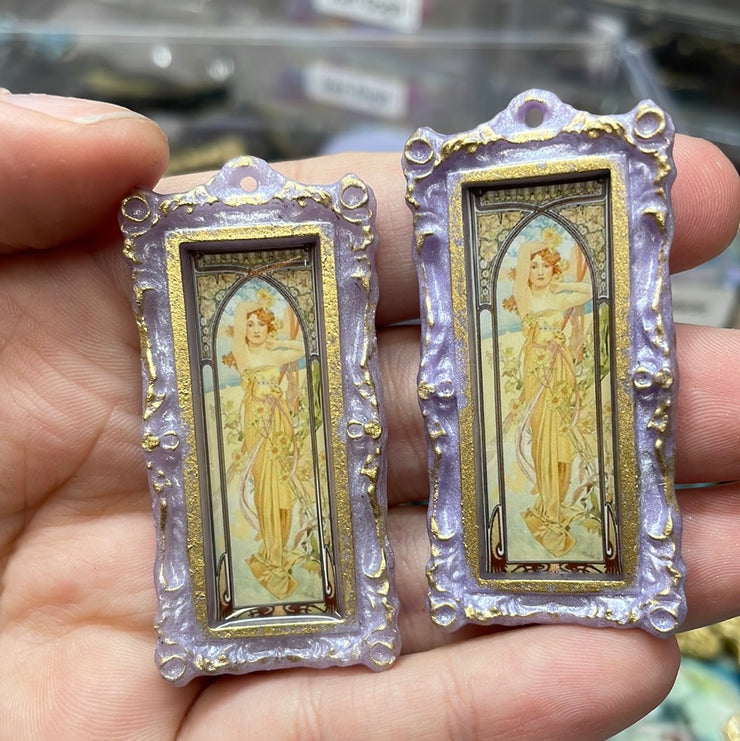 "The Brightness of Day" Alphonse Mucha Earrings     restock