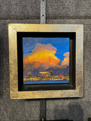 “Cheniere Settlement Study" original oil on panel 5x5 framed