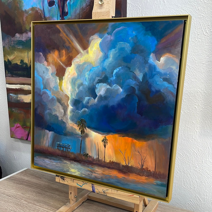 “At the Mercy of the Sky” original oil on panel 18x18