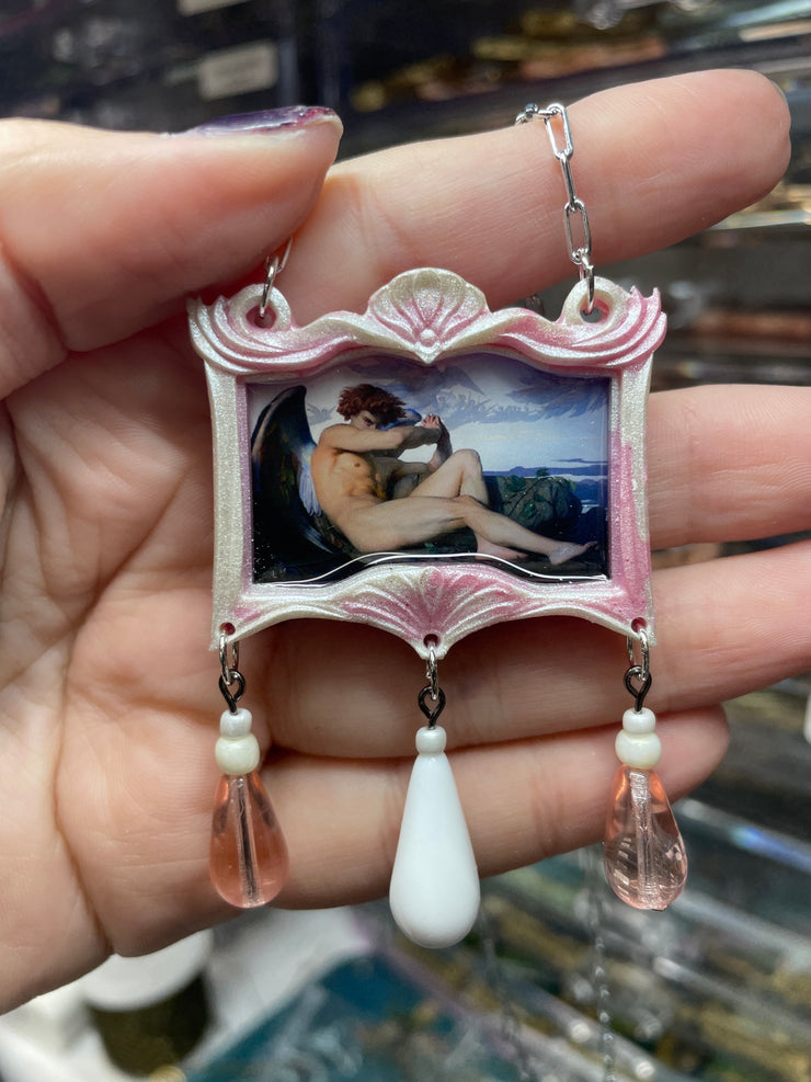 "Fallen Angel" Alexandre Cabanel Statement Necklace with Czech Beads