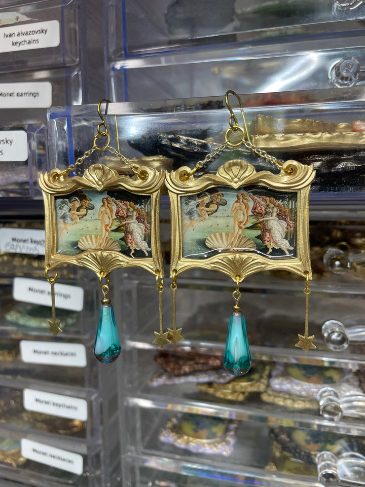 "Birth of Venus" Botticelli Earrings with Glass Czech Beads