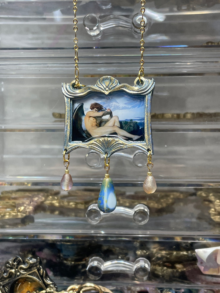 "Fallen Angel" Alexandre Cabanel Statement Necklace with Czech Beads