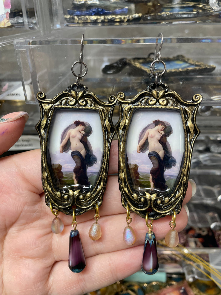 “Dusk" Bouguereau Earrings with Czech Beads
