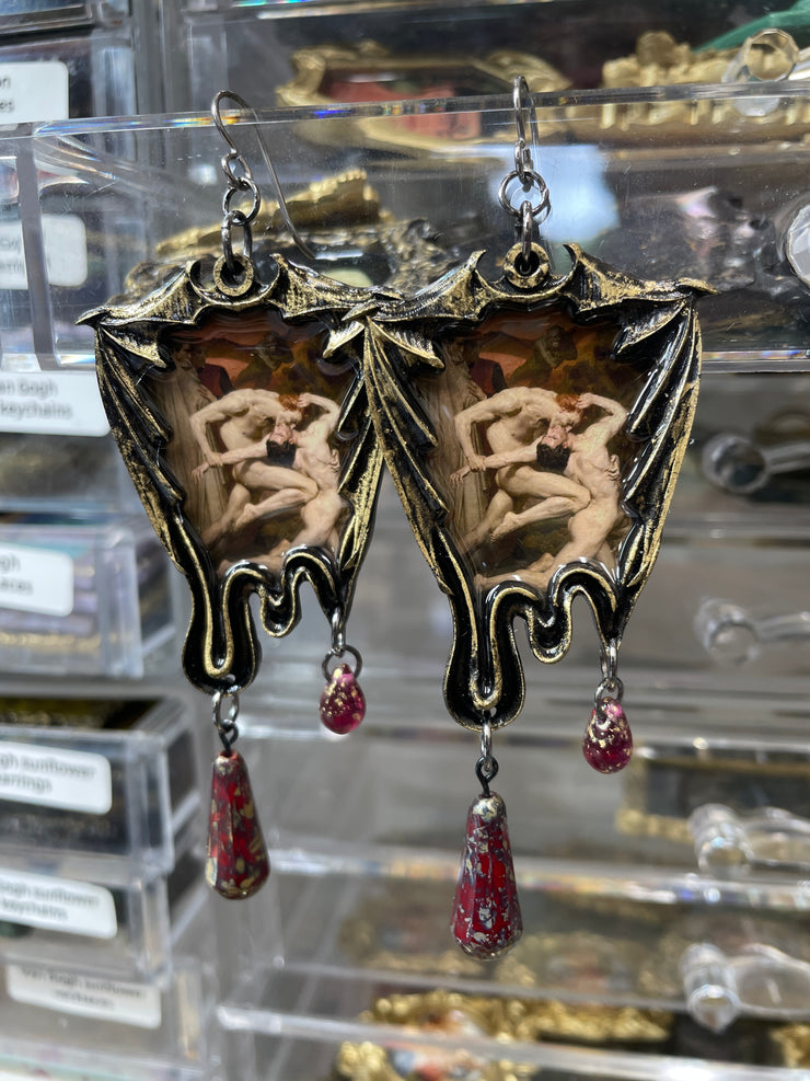 "Dante and Virgil in Hell" Bouguereau Earrings with Czech Beads
