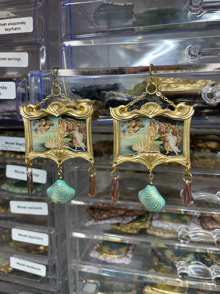"Birth of Venus" Botticelli Earrings with Glass Czech Beads