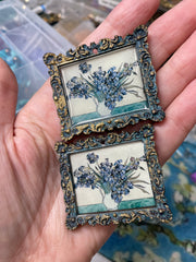 "Irises" (white background) Van Gogh Earrings