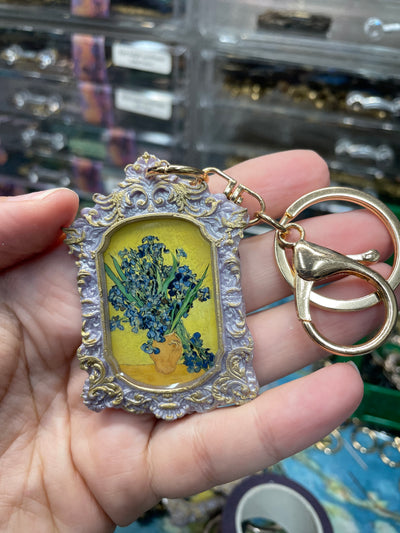 “Irises (in a Vase)" yellow background Van Gogh  Keychain