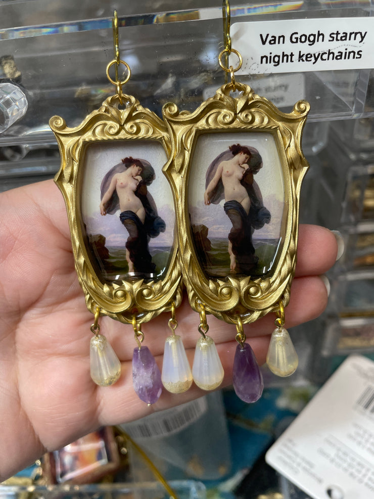 “Dusk" Bouguereau Earrings with Czech Beads