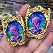 "COLORFUL Smoking Skull" Van Gogh Lemoine Collab Earrings