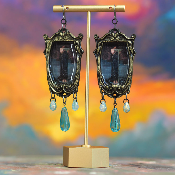 "Circe Invidiosa” John William Waterhouse Earrings with Glass Czech Beads