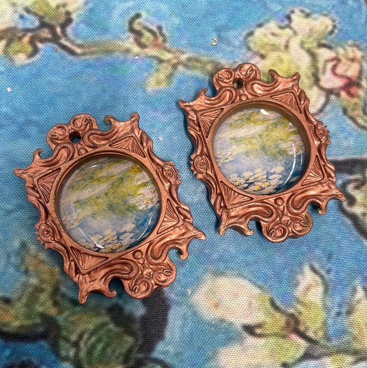 "Waterlilies" in medusa frame Monet Earrings