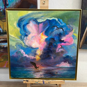 “Frigate Bird’s Dream” original oil on panel 18x18