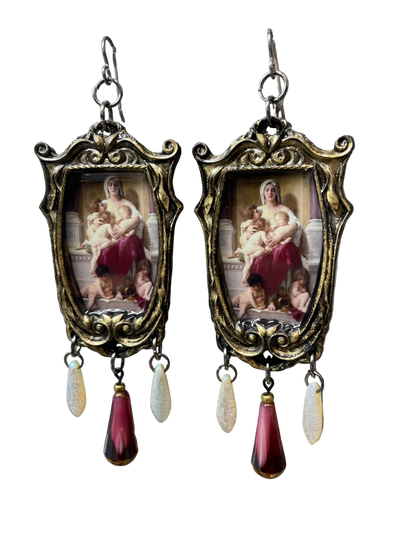 “Charity" Bouguereau Earrings with Czech Beadsa