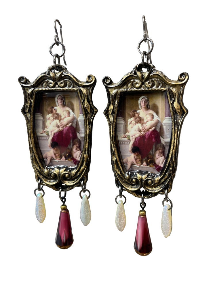 “Charity" Bouguereau Earrings with Czech Beadsa