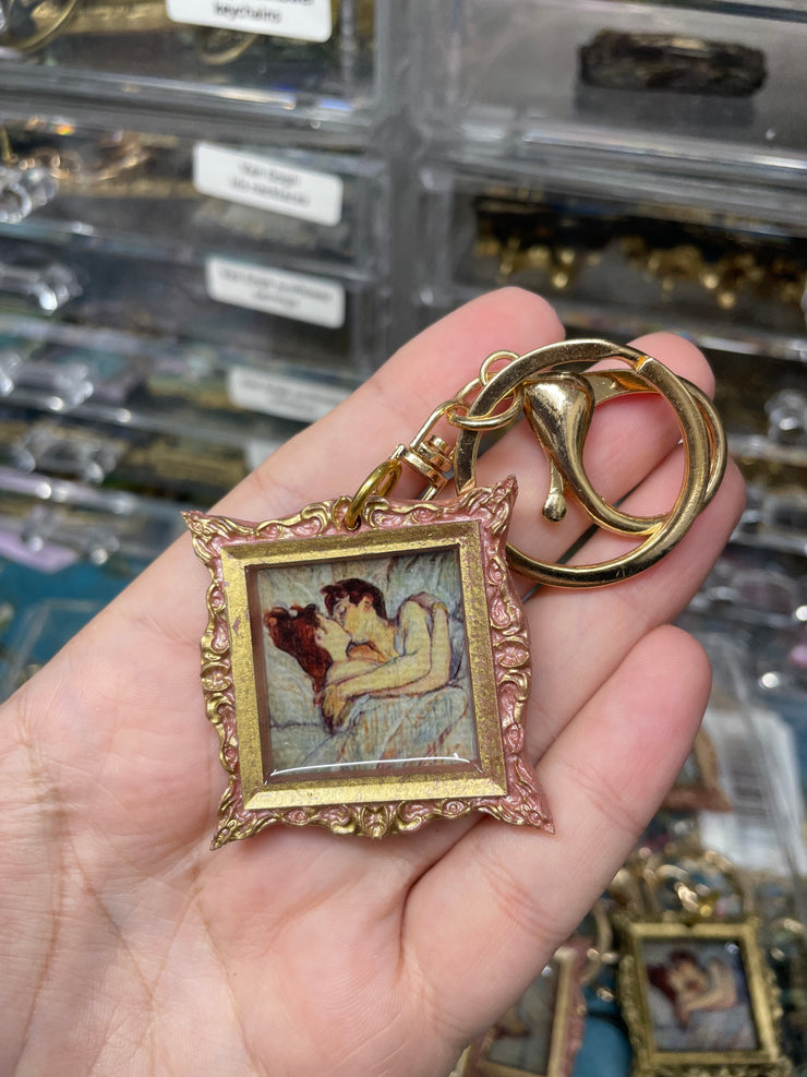 “In bed, The Kiss" Lautrec Keychain