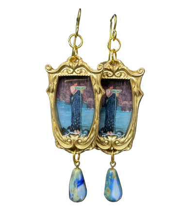 "Circe Invidiosa” John William Waterhouse Earrings with Glass Czech Beads