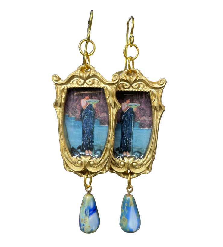 "Circe Invidiosa” John William Waterhouse Earrings with Glass Czech Beads