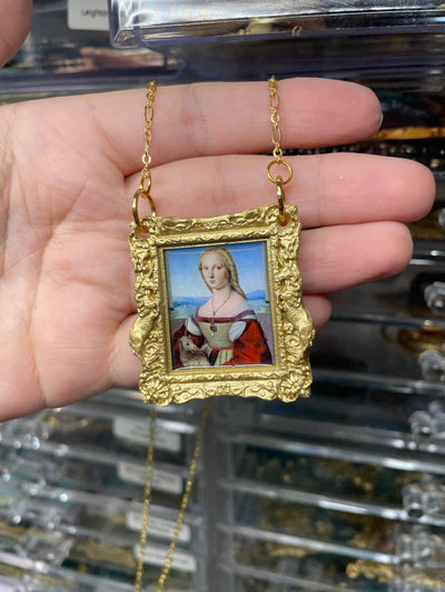 “Young Woman with Unicorn” Raphael Statement Necklace