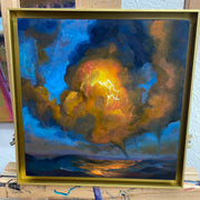 “Inner Storm”original oil on panel 8x8 aluminum frame