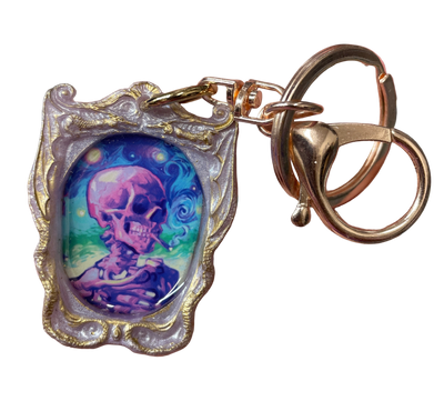 “Colorful Smoking Skull” Lemoine Keychain