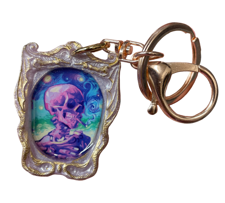 “Colorful Smoking Skull” Lemoine Keychain