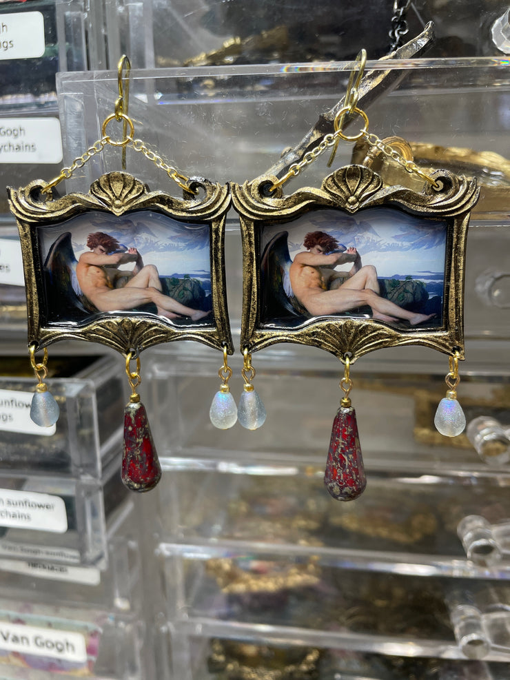 "Fallen Angel" Alexander Cabanel  Earrings with Glass Czech Beads
