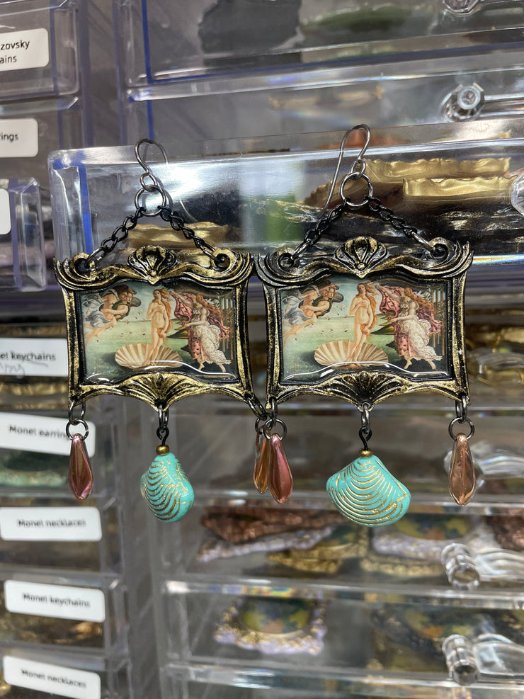 "Birth of Venus" Botticelli Earrings with Glass Czech Beads