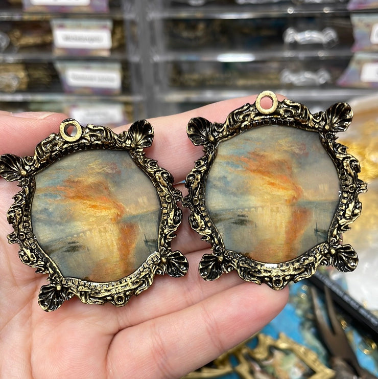 "The Burning of the Houses of Parliament" JMW Turner Earrings