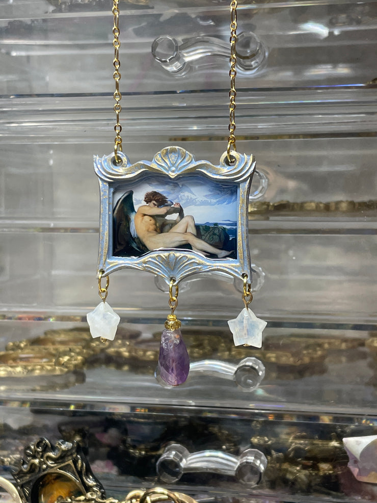 "Fallen Angel" Alexandre Cabanel Statement Necklace with Czech Beads