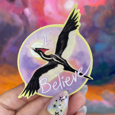 “I Believe” Ivory Billed Woodpecker vinyl sticker