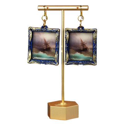 "Ship at Sea" Ivan Aivazovsky Earrings