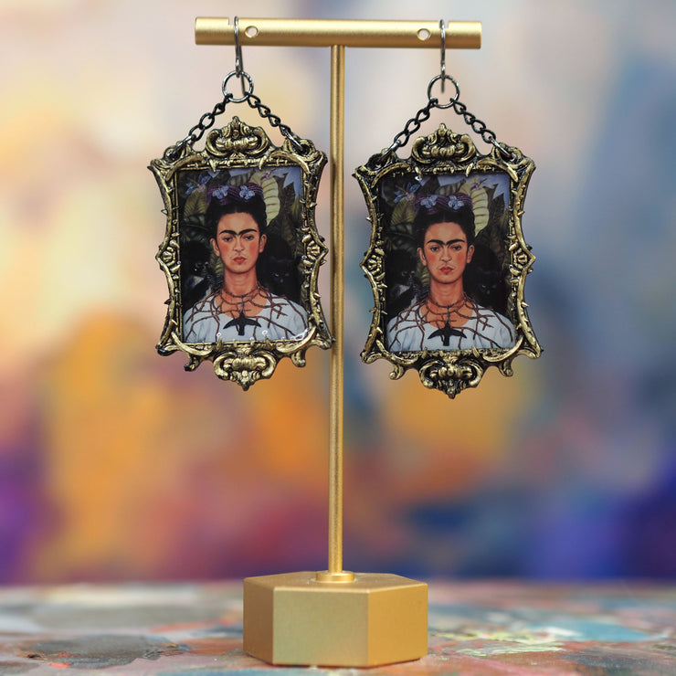 "Self-Portrait with Thorn Necklace and Hummingbird"  Frida Kahlo Earrings