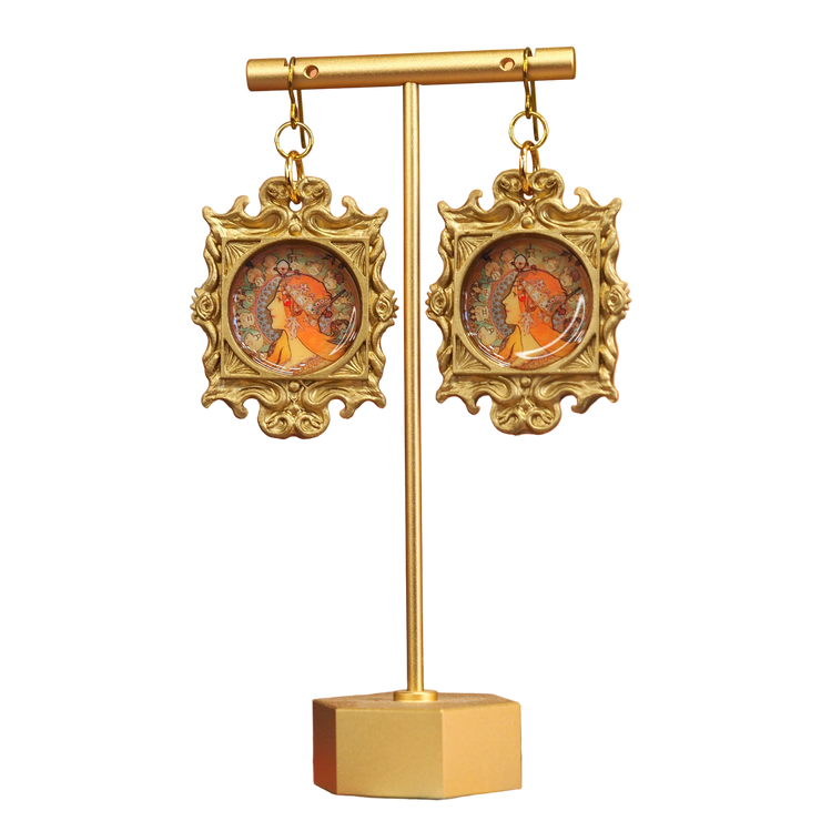 "Zodiac" Alphonse Mucha Earrings
