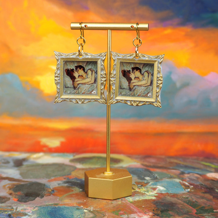 "In bed, The Kiss" Toulouse Lautrec  Earrings