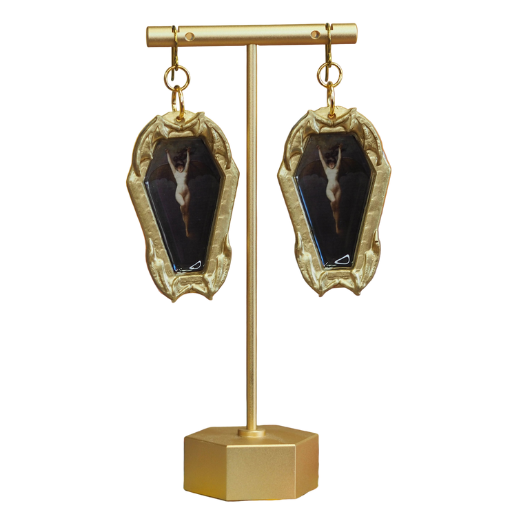 "The Bat Woman" coffin Earrings by Albert Joseph Penot