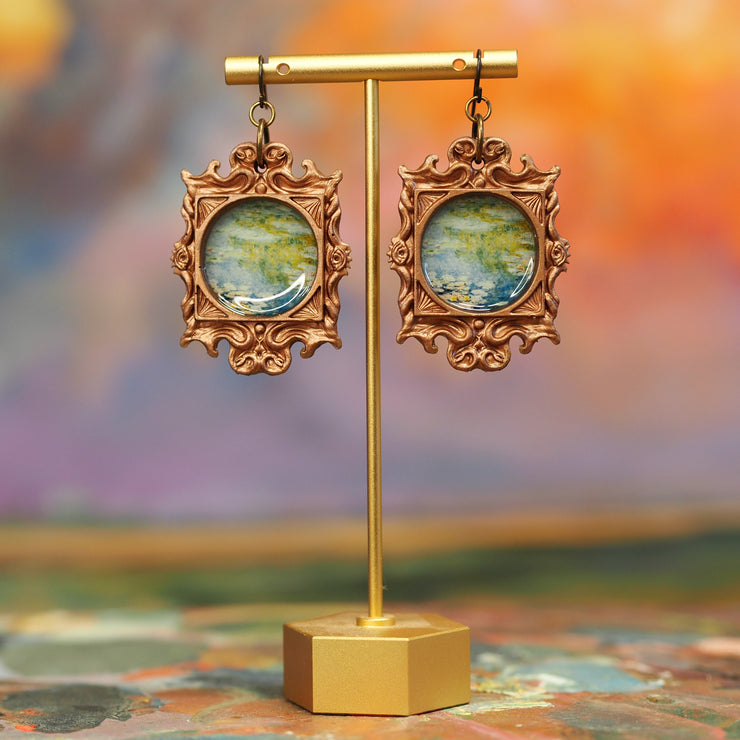 "Waterlilies" in medusa frame Monet Earrings