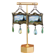 "Cypress Trees" Van Gogh Earrings with Glass Czech Beads