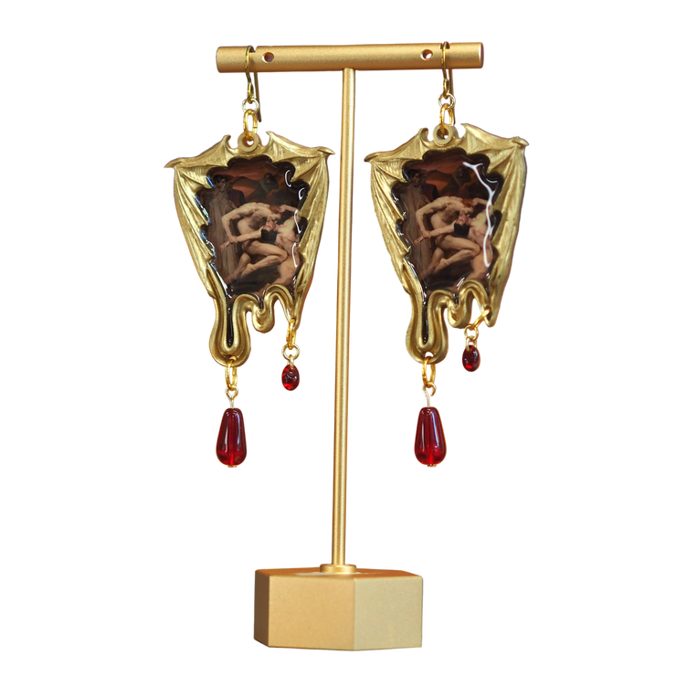 "Dante and Virgil in Hell" Bouguereau Earrings with Czech Beads